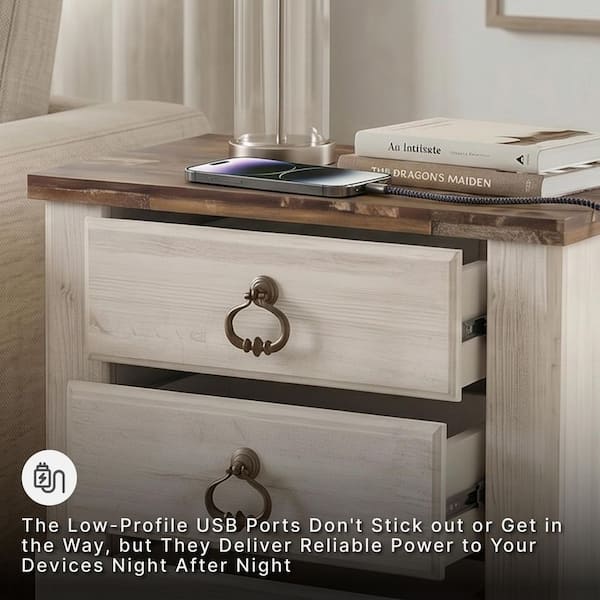 Signature DESIGN BY ASHLEY Willowton White/Brown 2-Drawer 23.74 in