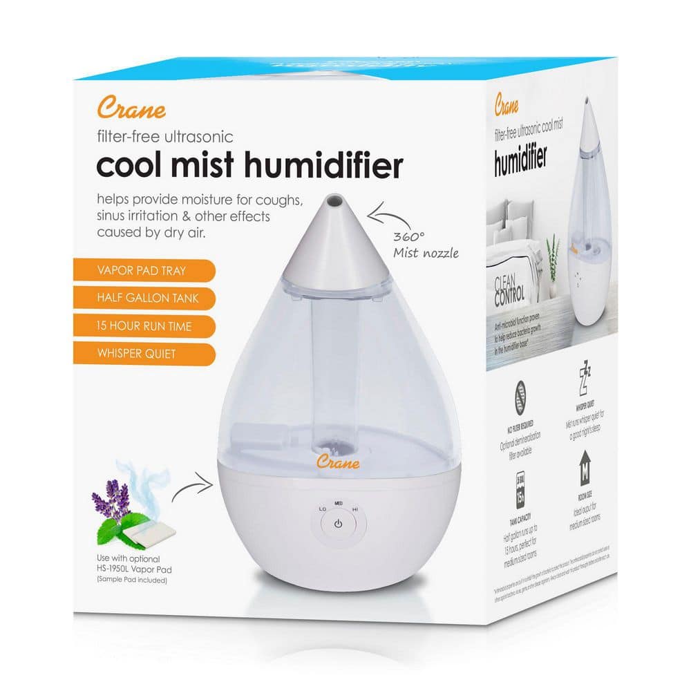 Clear and White Ultrasonic Cool Mist Humidifier with Auto Shutoff