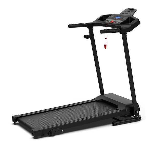 Tidoin 1.5 HP Black Metal Foldable Electric Treadmill with Safety Key, LED Display and Inclines