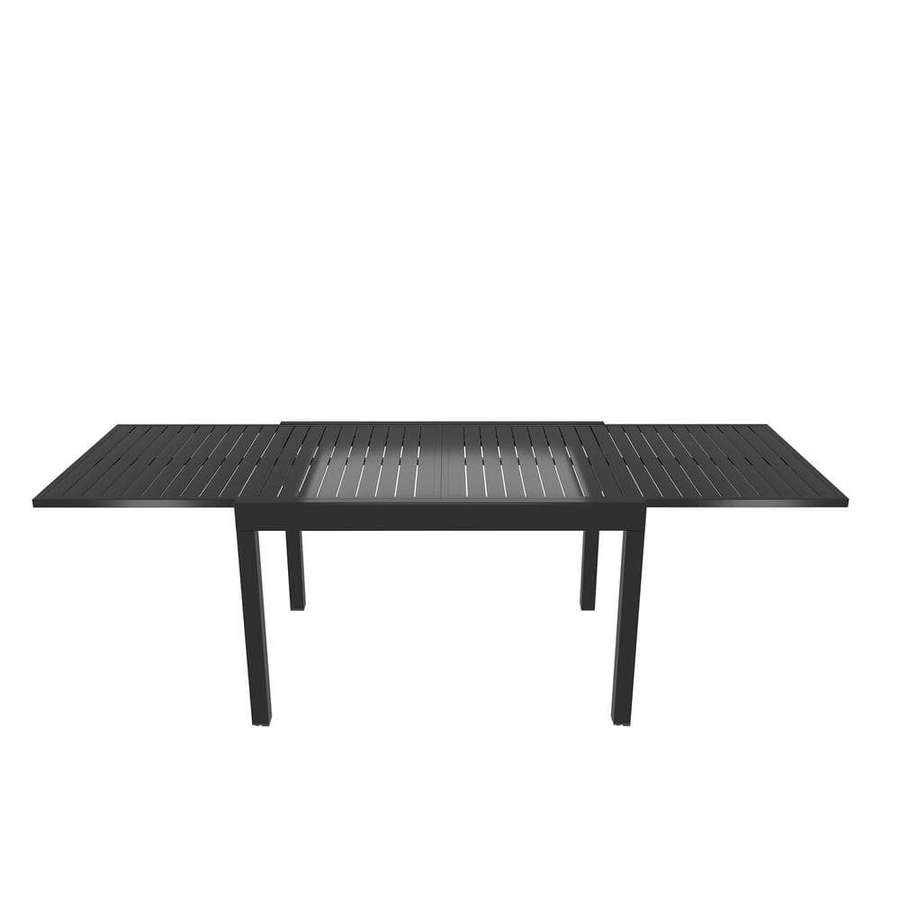 Black Aluminum Extendable Patio Dining Table for 6-8 People