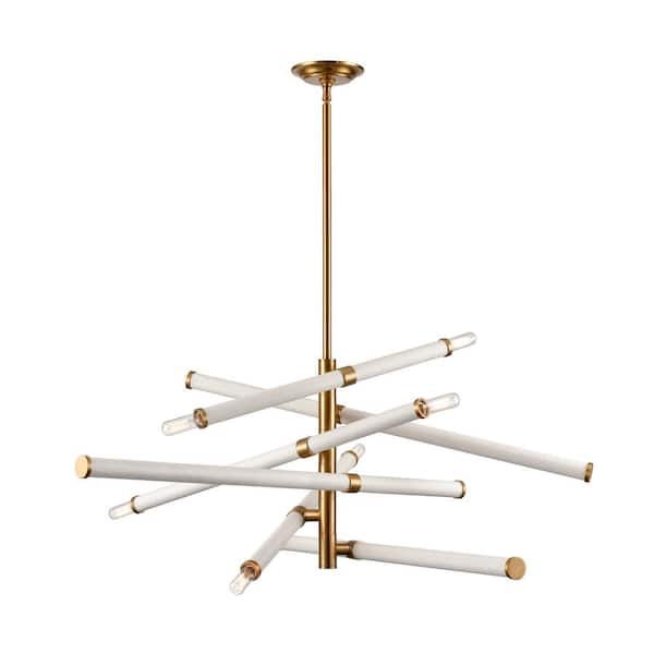 Crossbar 39 in. W 6-Light White Chandelier with No Shades