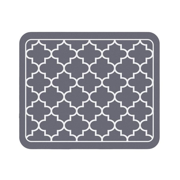 18 L x 15 in. W Super Absorbent Dish Drying PVC Mat for Kitchen Counter Quick Water Absorption, Easy Clean, Stylish Grey