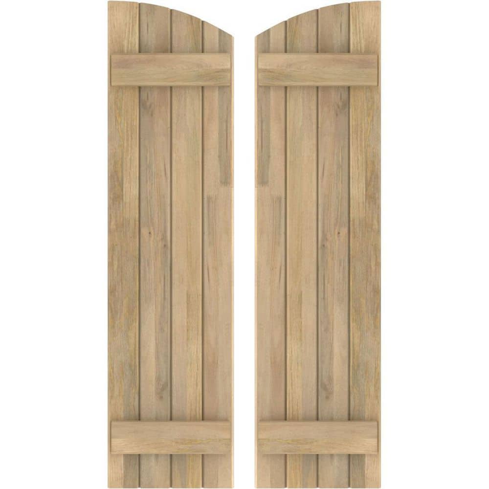 14 in. W x 55 in. H Americraft Exterior Real Wood Joined Board and Batten Shutters Elliptical Top Unfinished price history on PriceWatchPro
