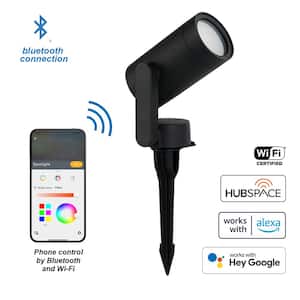 10-Watt Equivalent Low Voltage Black LED Outdoor Spotlight with Smart App Control (1-Pack) Powered by Hubspace