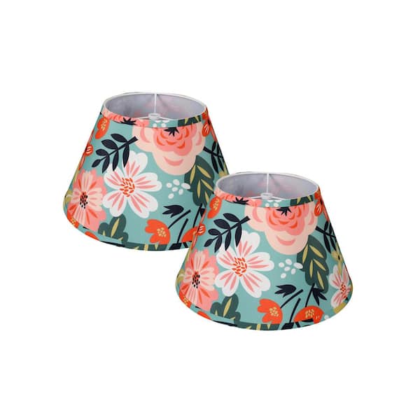 CARRO Floral Collection Limited Edition Round Empire Shape 13 in. x 7.8 in. x 7 in. Tropical Flowers Lamp Shade (2-Pack)
