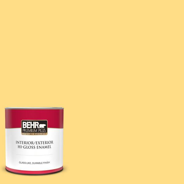 BEHR PREMIUM PLUS 1 qt. #340B-5 Yellow Brick Road Hi-Gloss Enamel Interior/Exterior Paint