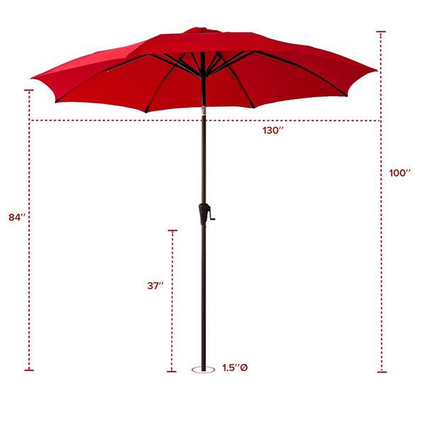FLAME&SHADE 11 ft. Aluminum Market Push Button Tilt Patio Umbrella with  Fiberglass Rib Tips in Red Solution Dyed Polyester FS11Red - The Home Depot