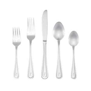 Marina Monogrammed Letter I 46-Piece Silver Stainless Steel Flatware Set (Service for 8)