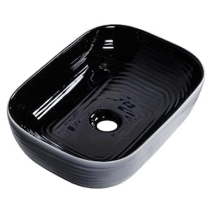 Luxury Rectangular Porcelain Vessel Sink in Black