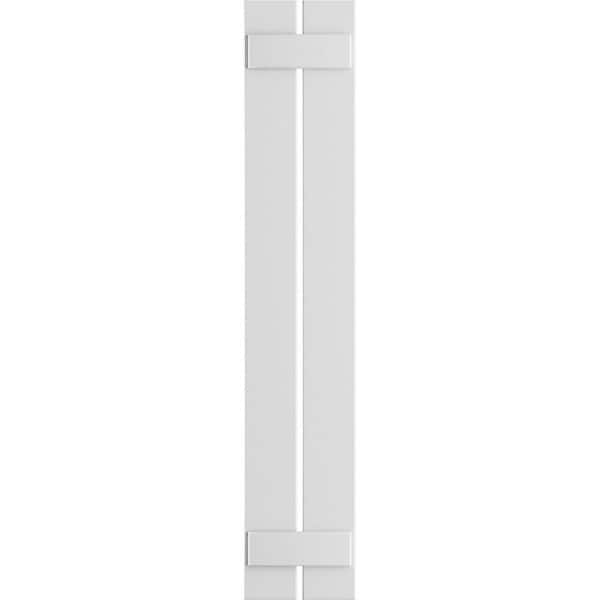 Ekena Millwork 11-1/4 in. x 48 in. True Fit PVC 2 Board Spaced Board and Batten Shutters Pair in White