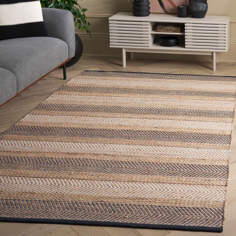 Natural Fiber 8 ft. x 10 ft. Natural/Black Striped Chevron Area Rug price history on PriceWatchPro