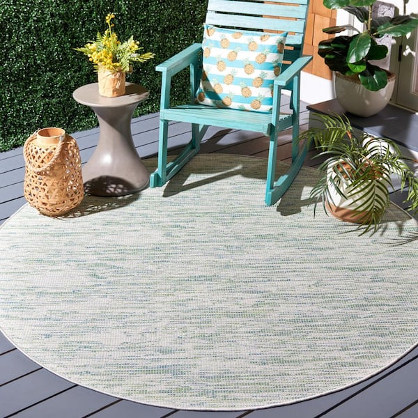 Hampton Green 6 ft. x 6 ft. Abstract Distressed Indoor/Outdoor Round Area Rug