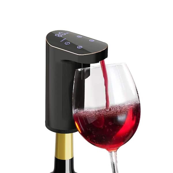 JINJUNYE 13.7 oz. Modern Plastic & Metal Electric Wine Aerator with One-Touch Decanting, Self-Cleaning, Battery & Power Bank
