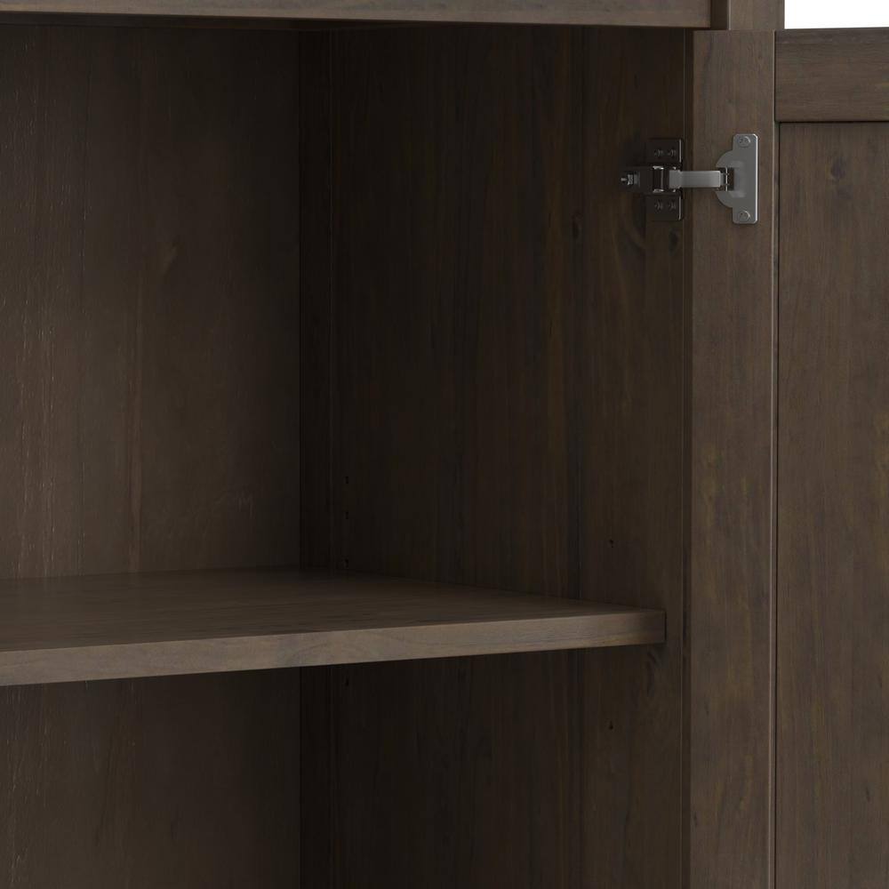 Ela 60" Smoky Brown Solid Wood Storage Cabinet with Adjustable Shelves