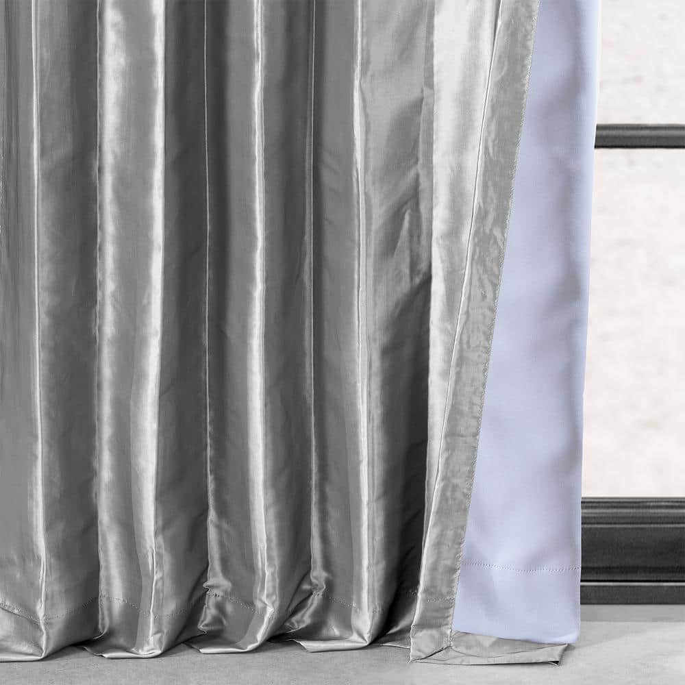 Platinum Blackout Faux Silk Taffeta Curtain Panel, 50W X 120L