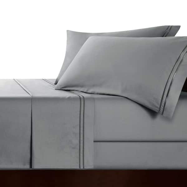 SUBRTEX 4-Piece Gray Solid Tencel Queen Sheet Set, Deep Pocket