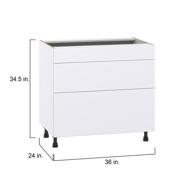 J COLLECTION Fairhope Bright White Slab Assembled Base Kitchen Cabinet with 2 Drawers (36 in. W x 34.5 in. H x 24 in. D)