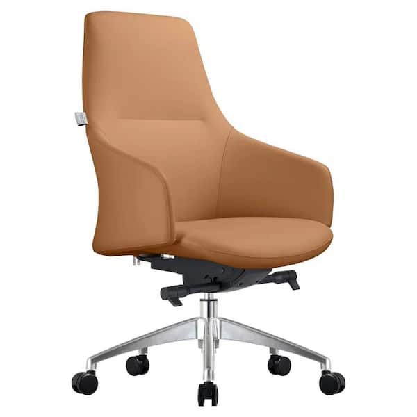 Celeste Mid-Back Leather Office Chair with Adjustable Height, Swivel, and Tilt, Acorn Brown