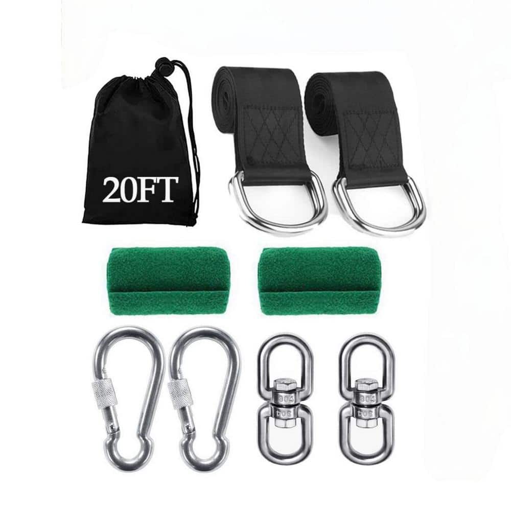 2-Piece 20 ft. Black Tree Swing Straps with Tree Protector Carabiner Swivel and Carry Bag for Swings and Hammocks price history on PriceWatchPro