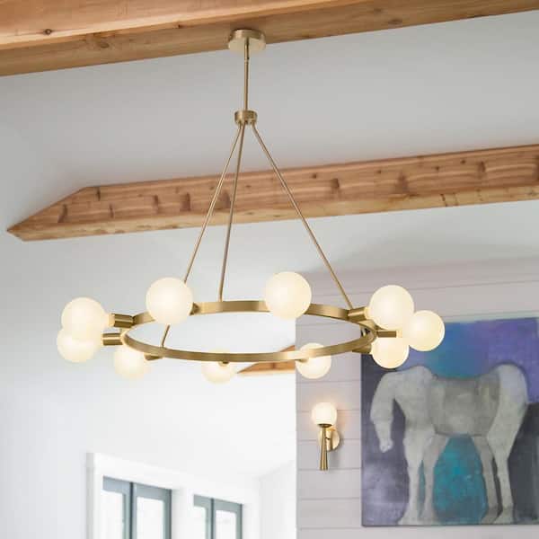 Orla 10-Light Lacquered Brass Wagon Wheel Chandelier