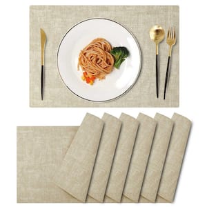 17in. x 11.8 in. Leather Heat Resistant Placemats for Indoor and Outdoor, Off White, Set of 6