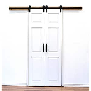 42 in. x 84 in. 6-Panel Composite PVC White Split Barn Door with Hardware Kit