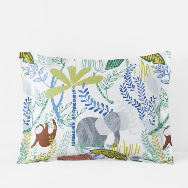The Company Store Company Kids Jungle White Multi Organic Cotton Percale Standard Sham