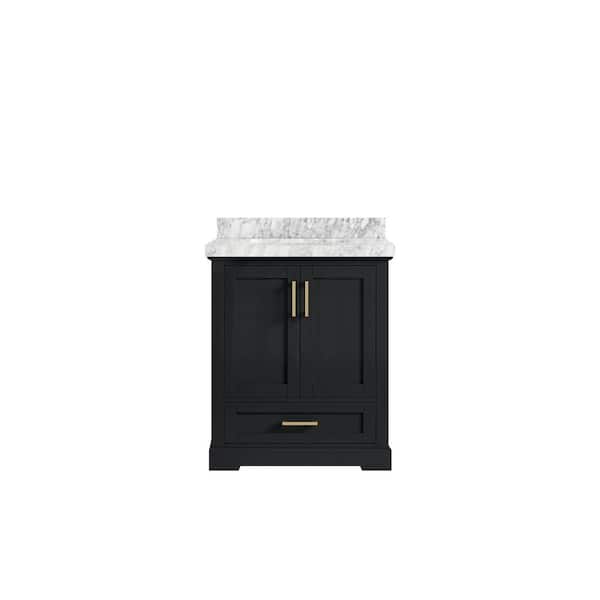 Willow Collections Boston 30 in. W x 22 in. D x 36 in. H Single Sink Bath Vanity in Wrought Iron with 2 in. Carrara Marble Top