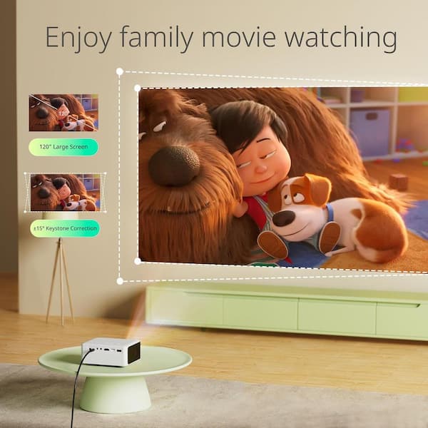 Lukyamzn 1920 x 1080 Full HD Mini Portable Projector with 3000