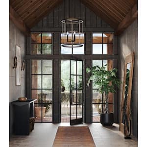 Lattimore Collection 16 in. 3 -Light Aged Brass Coastal Hall and Amp, Foyer Shaded Light
