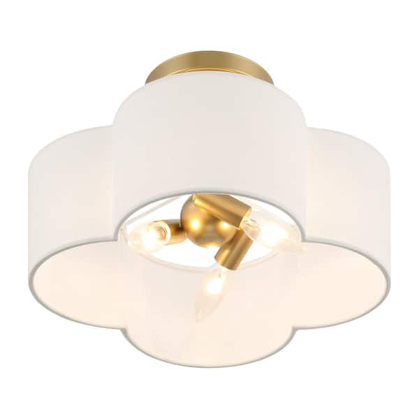 Hampton Bay Hedgegate 14 in. 3-Light Vintage Gold Quatrefoil Semi