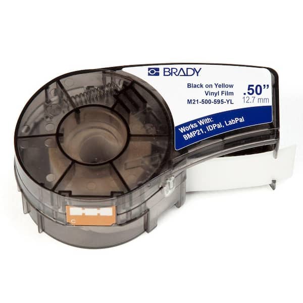 BMP 21 Tape B- 595 Indoor/Outdoor Vinyl Film Size: 3/4" x 21' BLK/YEL 1/Roll