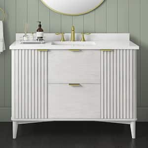 Gabi 48 in. W x 22 in. D x 34.5 in. H Single Sink Bath Vanity in Nordic Wood with White Engineered Marble Top