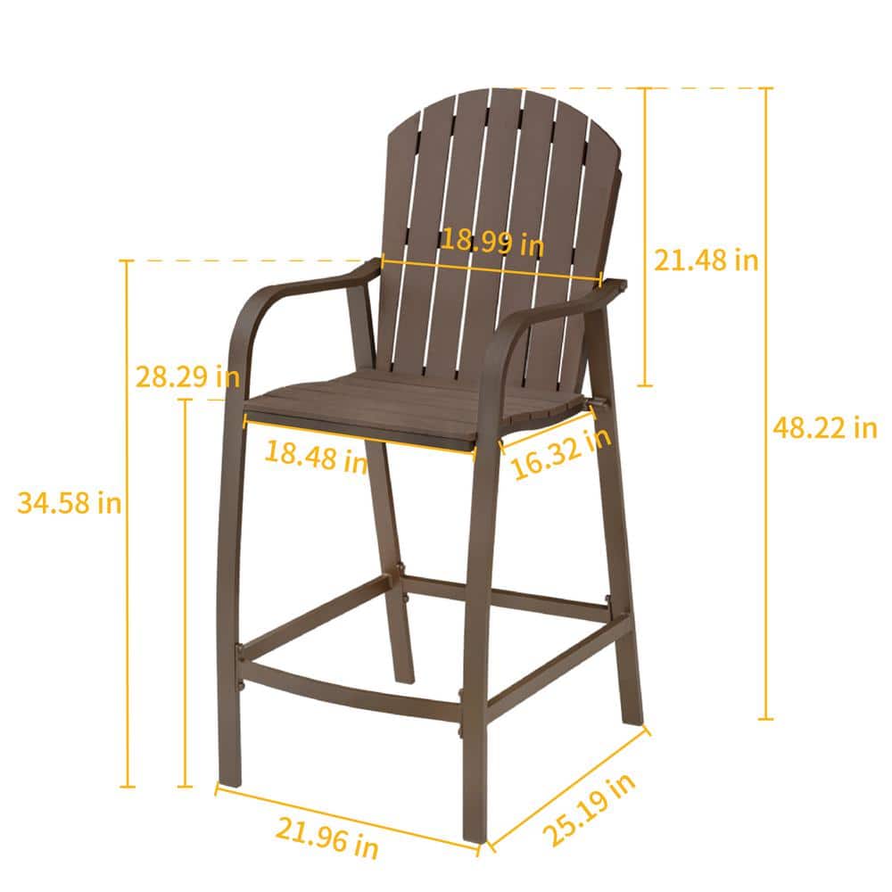 Brown Aluminum Frame Outdoor Counter Height Bar Stools, Set of 2