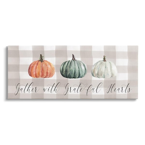 Stupell Industries Tartan Gather Fall Phrase by Carol Robinson 1-Piece Unframed Graphic Print Typography Poster Art Print 24 in. x 10 in.