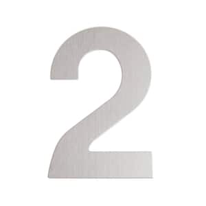 6 in. Silver Stainless Steel Floating House Number 2