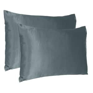 Amelia Gray Solid Color Satin Standard Pillowcases (Set of 2)