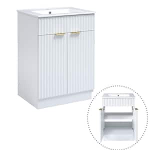 Ami 24 in. W x 18.3 in. D x 34 in. H Single Sink Bathroom Vanity In White With Ceramic Top (Soft-Close Door)