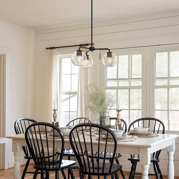 ▼hal YANSUN 3-Light Black Finish with Glass Empire Chandelier