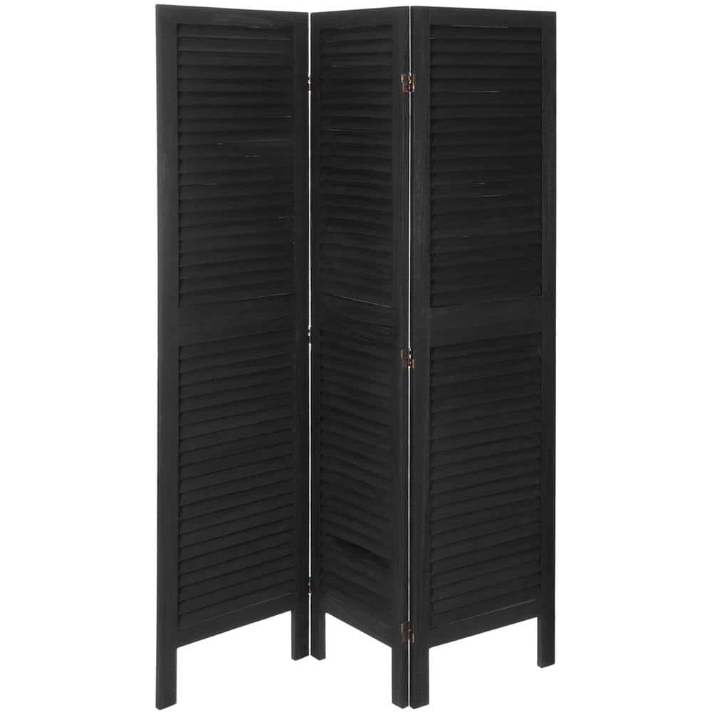 Oriental Furniture 5.5 ft. Black Classic 3Panel Room Divider FJVEN23PBLK The Home