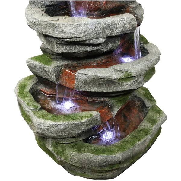 Sunnydaze Decor 31 in. Lighted Cobblestone Waterfall Fountain with