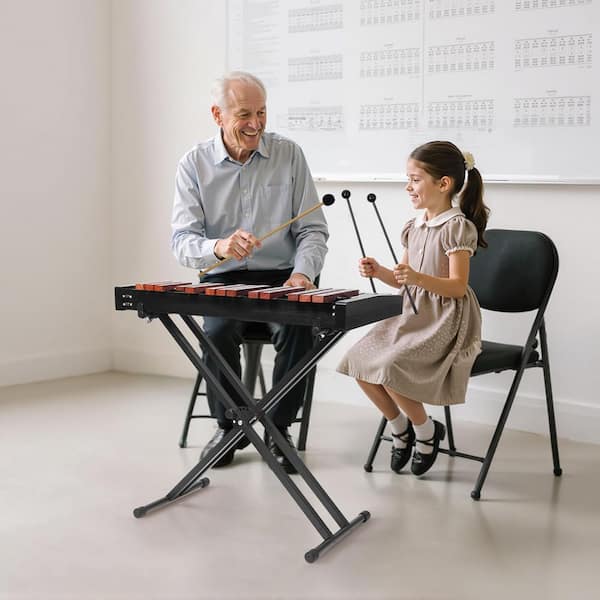 Glockenspiel Xylophone, 32 Notes with Height Adjustable Stand 4 Mallets, Carrying Bag for Adults and Kids.