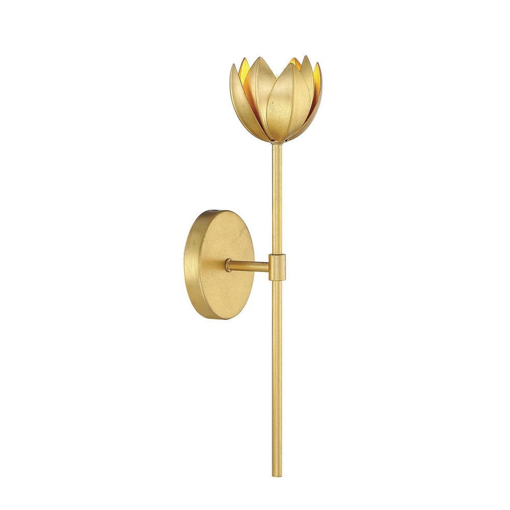 True Gold Floral LED Wall Sconce with Vintage Styling