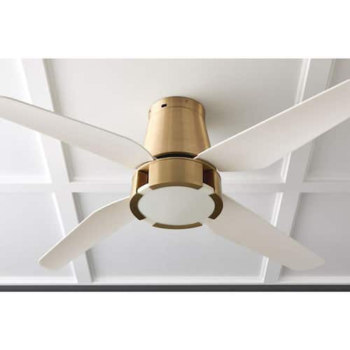 Hugh 52 in. LED Indoor Brushed Brass Ceiling Fan with White Blades GLUCKSTEINELEMENTS Ceiling Fans With Lights