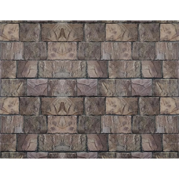 Dundee Deco Bricks Brown, Mauve Vinyl Strippable Roll (Covers 26.6 sq. ft.)