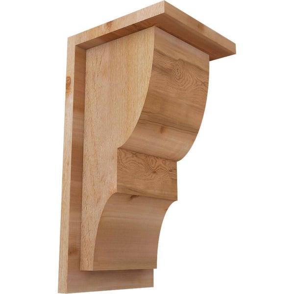 Ekena Millwork 8 in. x 8 in. x 16 in. Western Red Cedar Ridgewood Rough Sawn Corbel with Backplate