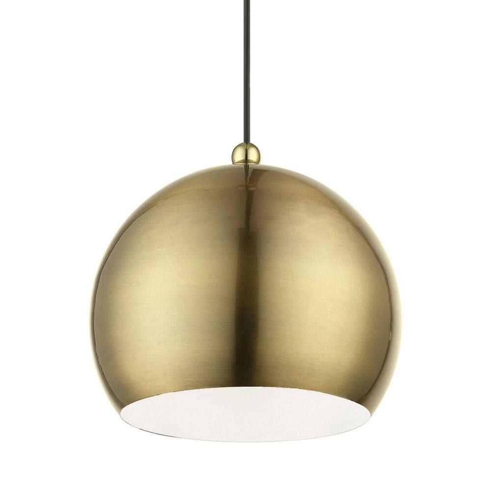 Antique Brass and Polished Brass Globe Pendant Light