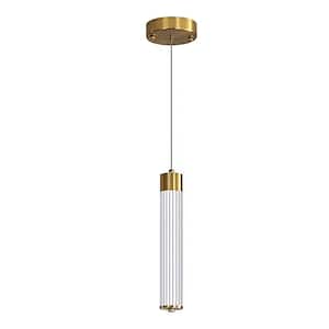 18-Watt 1-Light Gold Integrated LED Pendant Light with Height Adjustable