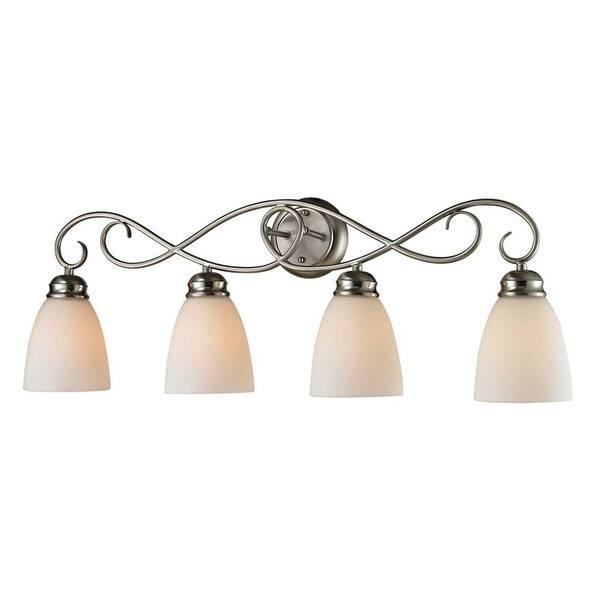 Titan Lighting Chatham 4-Light Brushed Nickel Wall Mount Bath Bar Light