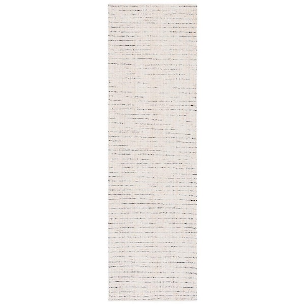 Abstract 2 ft. x 6 ft. Ivory/Blue Speckled Runner Rug